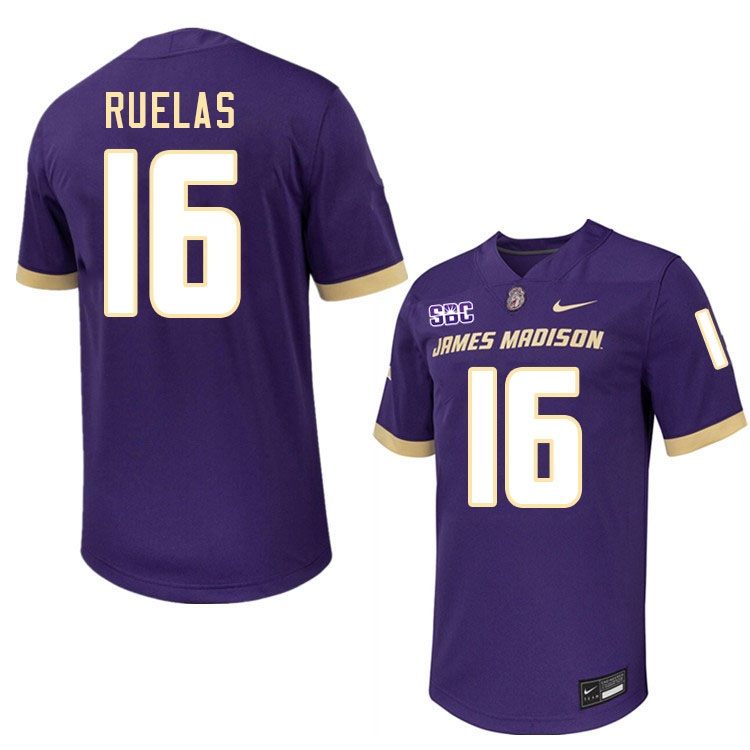 #16 Noe Ruelas JMU Jersey,James Madison Dukes Football Jerseys Stitched-Purple